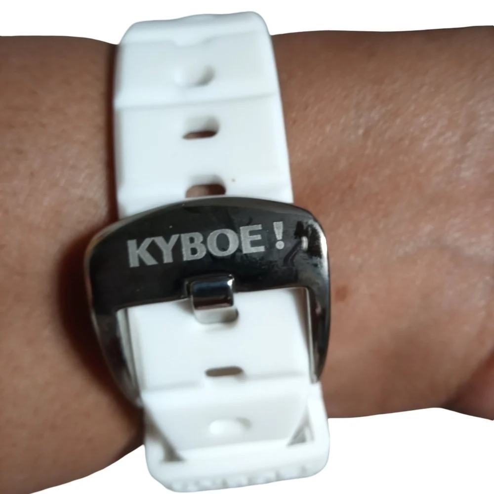 Kyboe Women's White Silicone Watch w/ Pink Crystal Bezel 40 mm